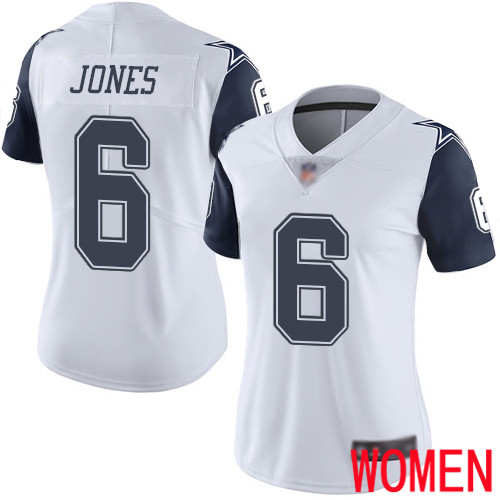 Women Dallas Cowboys Limited White Chris Jones #6 Rush Vapor Untouchable NFL Jersey